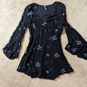 Free People Black Floral Witchy Boho Dress